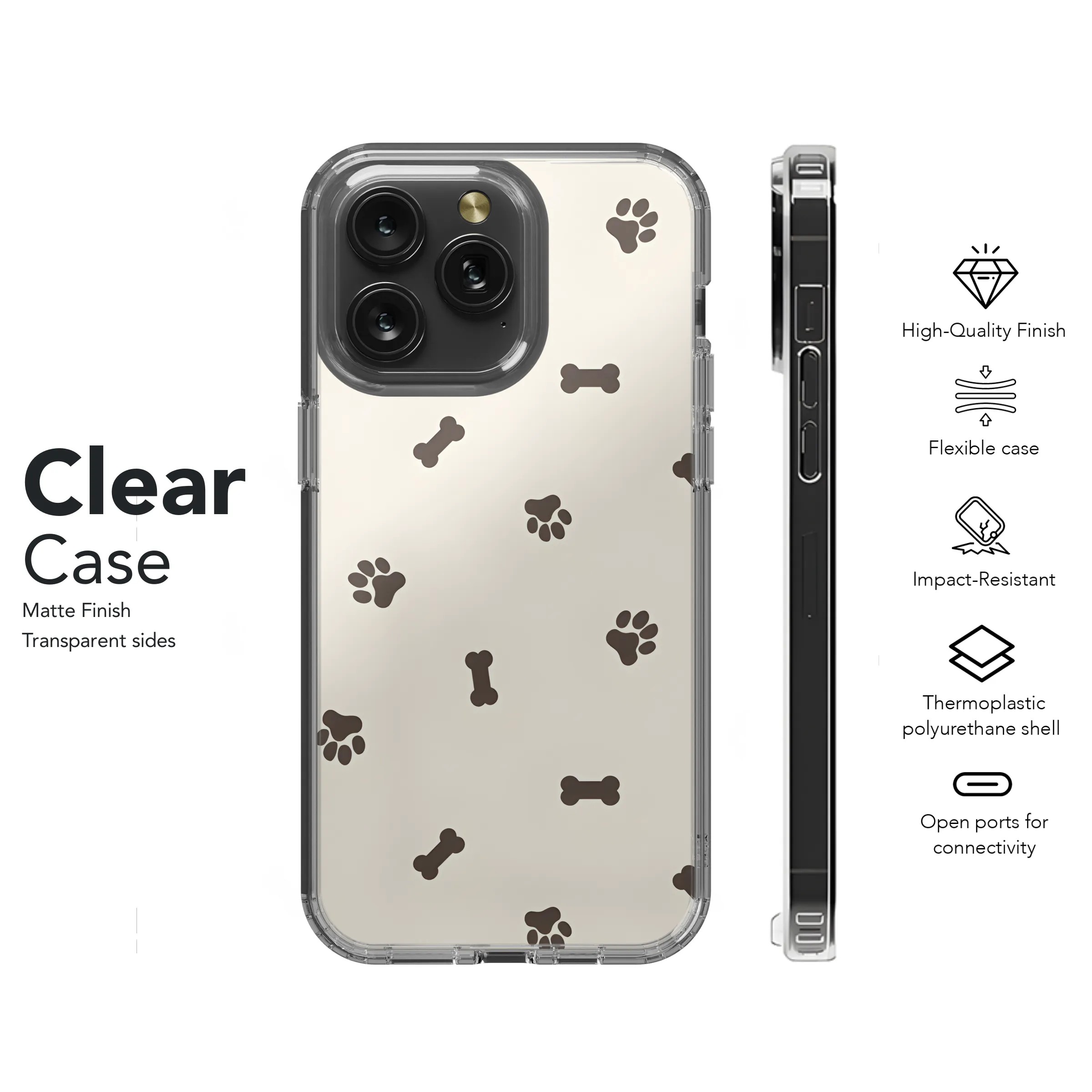 Dog Paw Bone Pattern Phone Case iPhone Samsung Cover Pixel 2180
