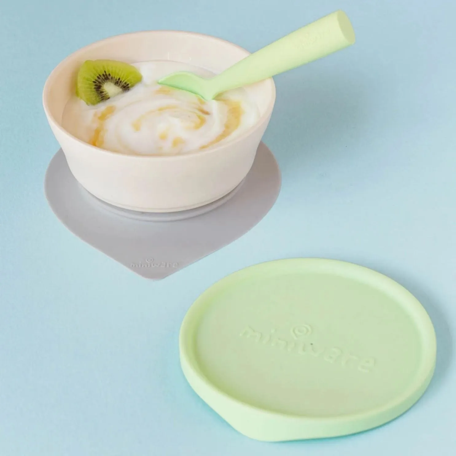 Miniware Suction Bowl With Spoon- Key Lime