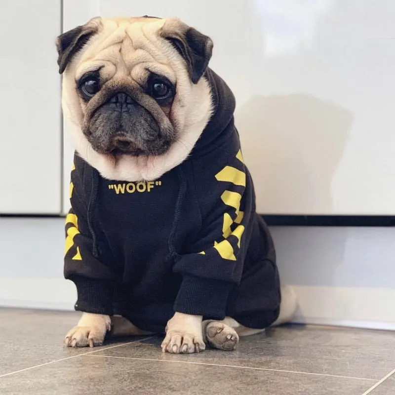 Pet Dog Clothes for French Bulldog Adidog Stripe Pattern Dog Hoodie Pet Dog Clothes Dog Jacket for French Bulldog